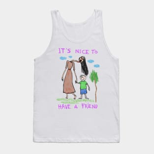 Chilling Innocence: Horror Creepy Children Drawing Tank Top